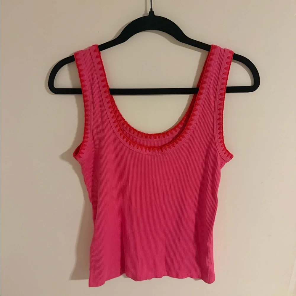 J. Crew Vibrant Pink Ribbed Tank Top